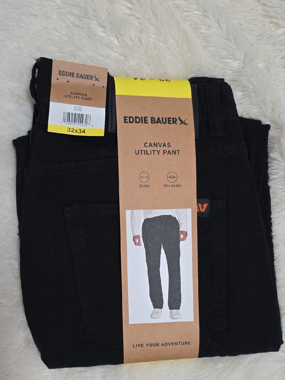 🆕️ Eddie Bauer Black Canvas Utility Pants 32x34 (NWT)